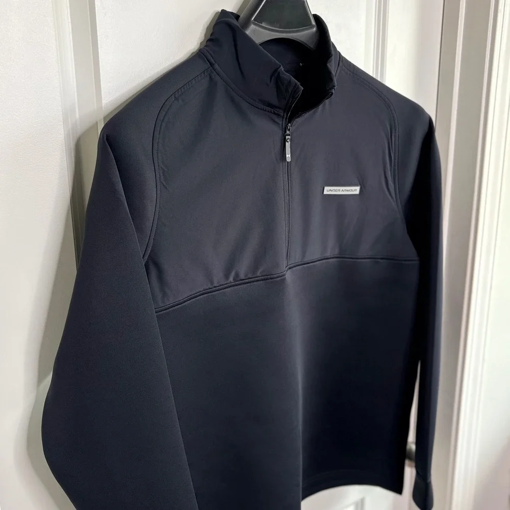 $90 NEW Under Armour Golf Mens L Drive Pro Hybrid HZ Storm  Pullover Black
